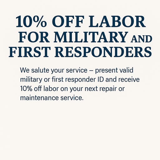 10% off Labor for Military & First Responders Special Image