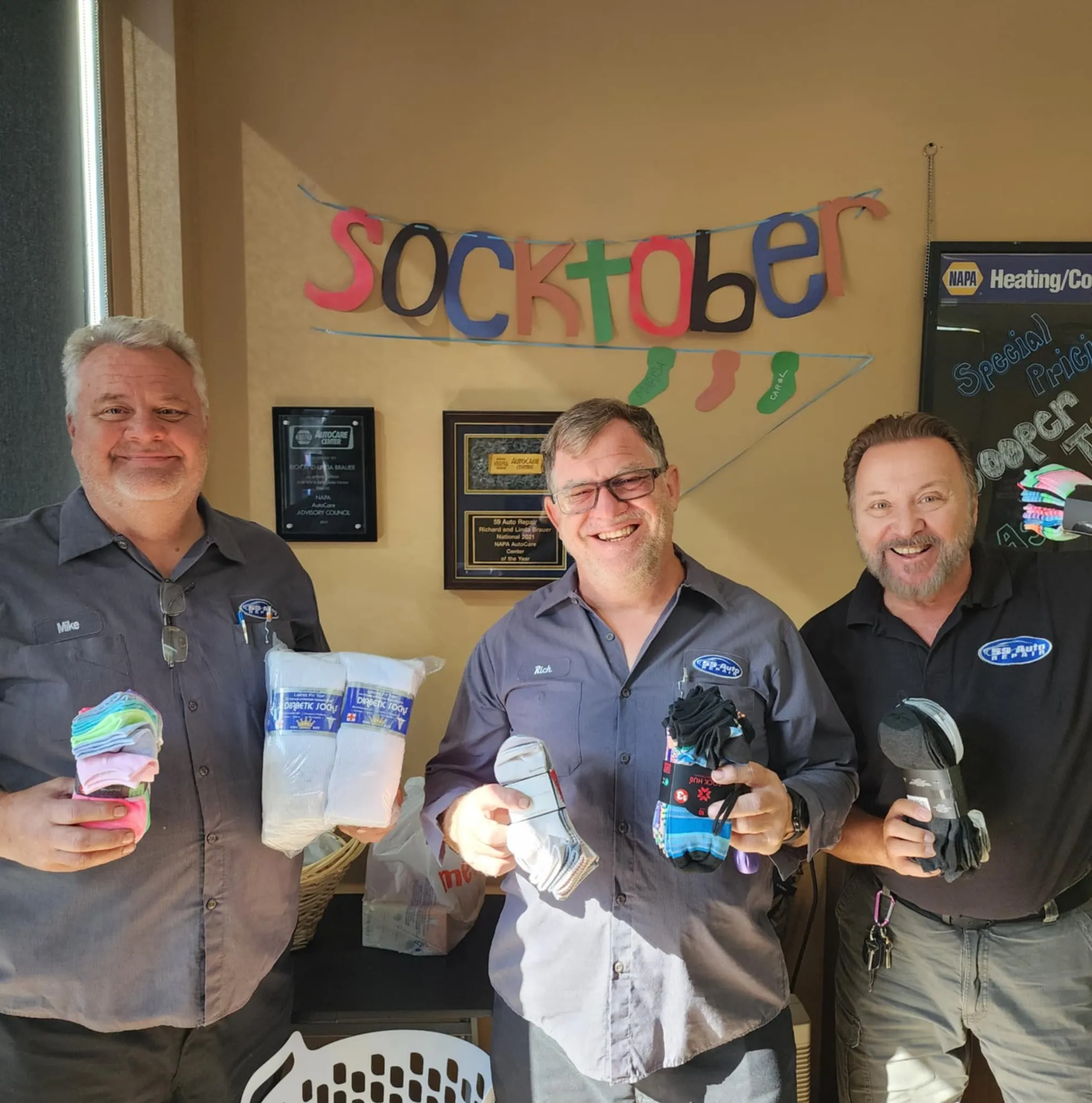 Socktober at 59 Auto Repair: Keeping Feet Warm and Hearts Happy Image
